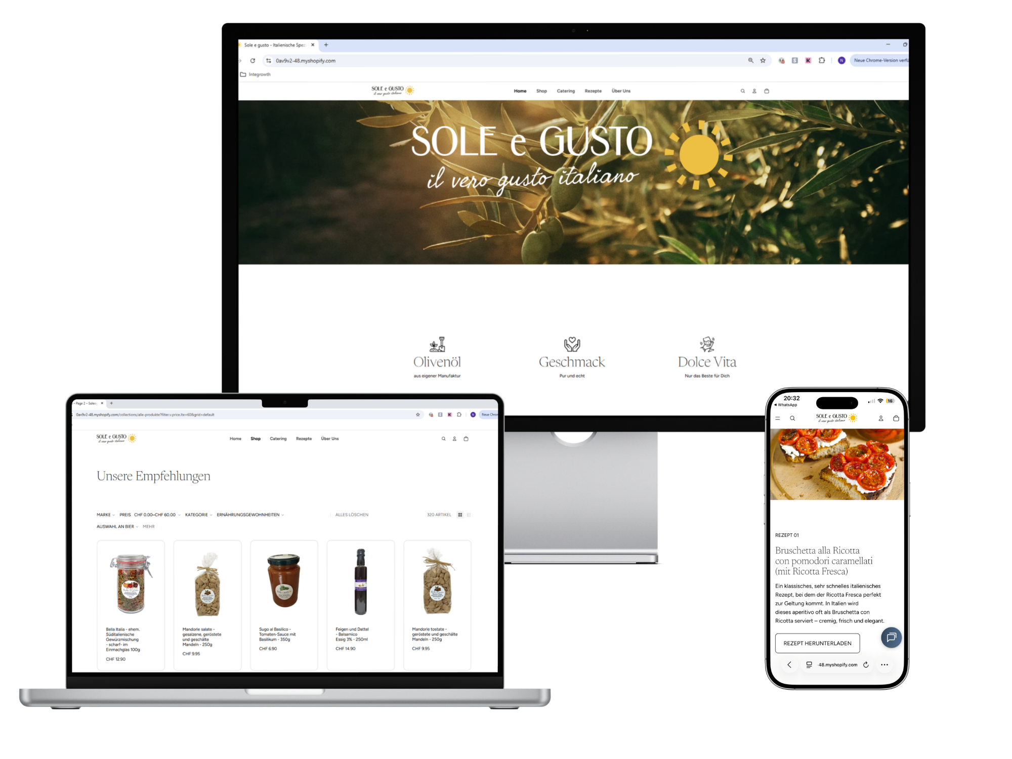 Sole e Gusto E-Commerce Projekt Screenshot